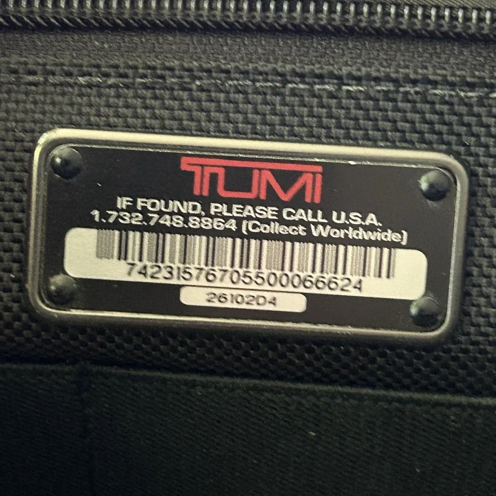 TUMI Alpha Wheeled Compact Computer Brief Black Ballistic Nylon Rolling 26102